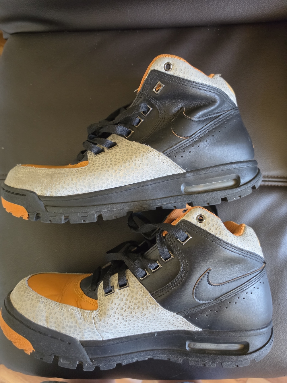 Nike Men’s Black and Orange Mid-Top Casual Sneakers